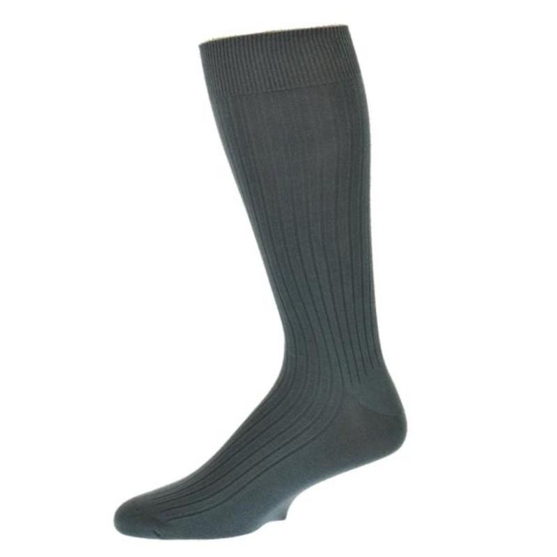 A pair of Classic Fine Ribbed Combed Cotton Crew Socks in vibrant colors, showcasing their mid-calf length and smooth toe seaming for comfort.