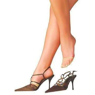 A pack of four closed toe covers with a silicone gripper and cushion bottom, designed for women's shoe sizes 6-9, showcasing their durable nylon material.