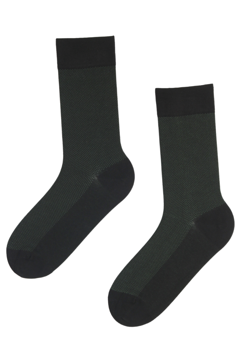 COOLIO dark green patterned suit socks for men featuring a slim dot design, perfect for formal occasions.