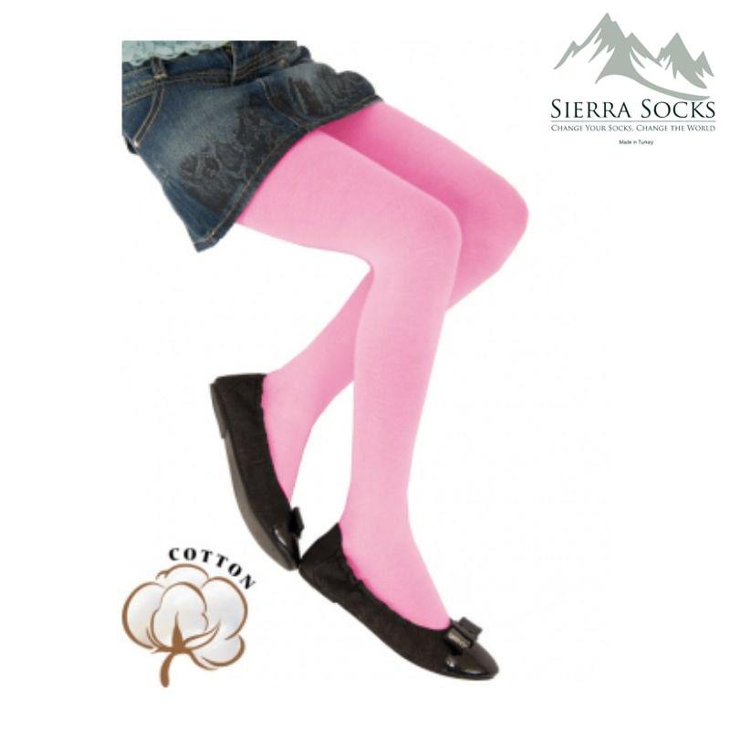 A pair of soft and stretchy combed cotton tights for girls, showcasing a variety of colors suitable for school uniforms, with a comfortable waistband and full footed design.