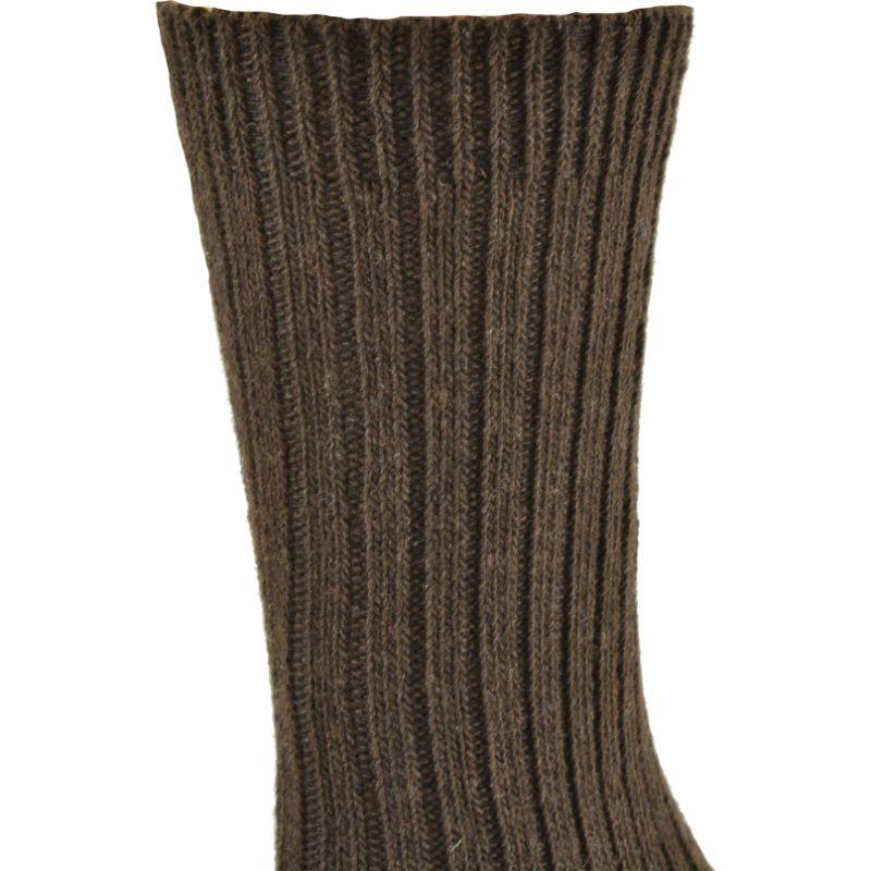 A pair of soft, warm cotton and wool blend crew socks for women, showcasing their cozy texture and smooth toe seam.