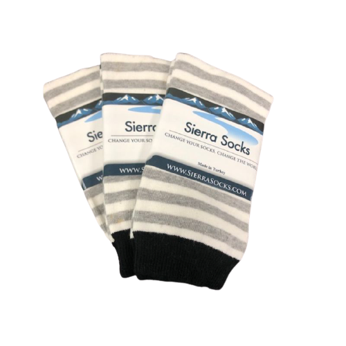 A pair of stylish Crew Stripe Cotton socks featuring a mid-size stripe pattern, made from a soft cotton blend for comfort.