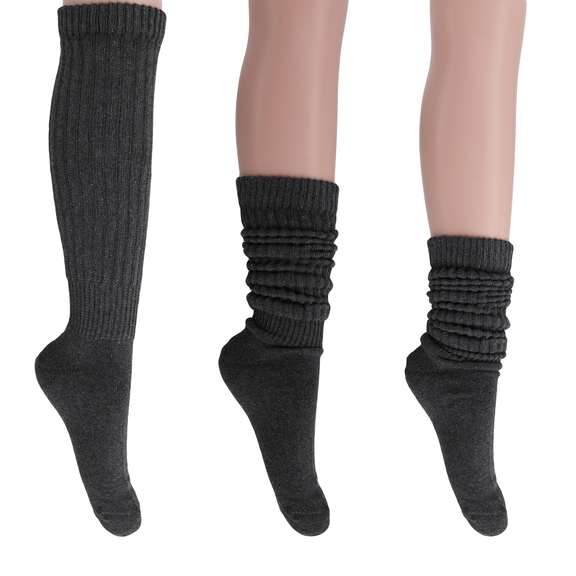 Main Dark Gray Slouchy Scrunch Socks for Women Knee High Elephant Socks image