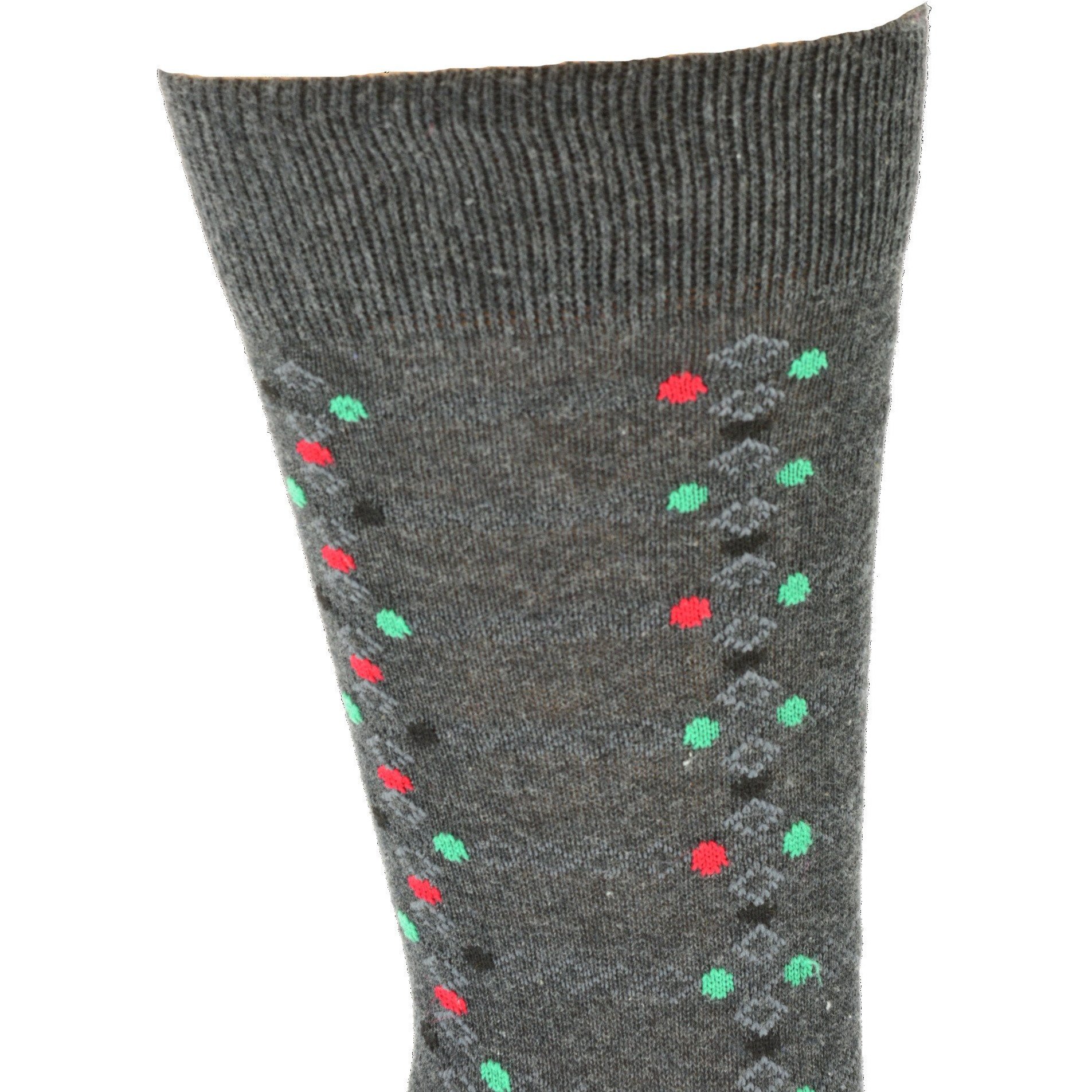 Dress Casual Geometric Pattern Crew socks featuring vibrant geometric designs in various colors, perfect for casual wear.