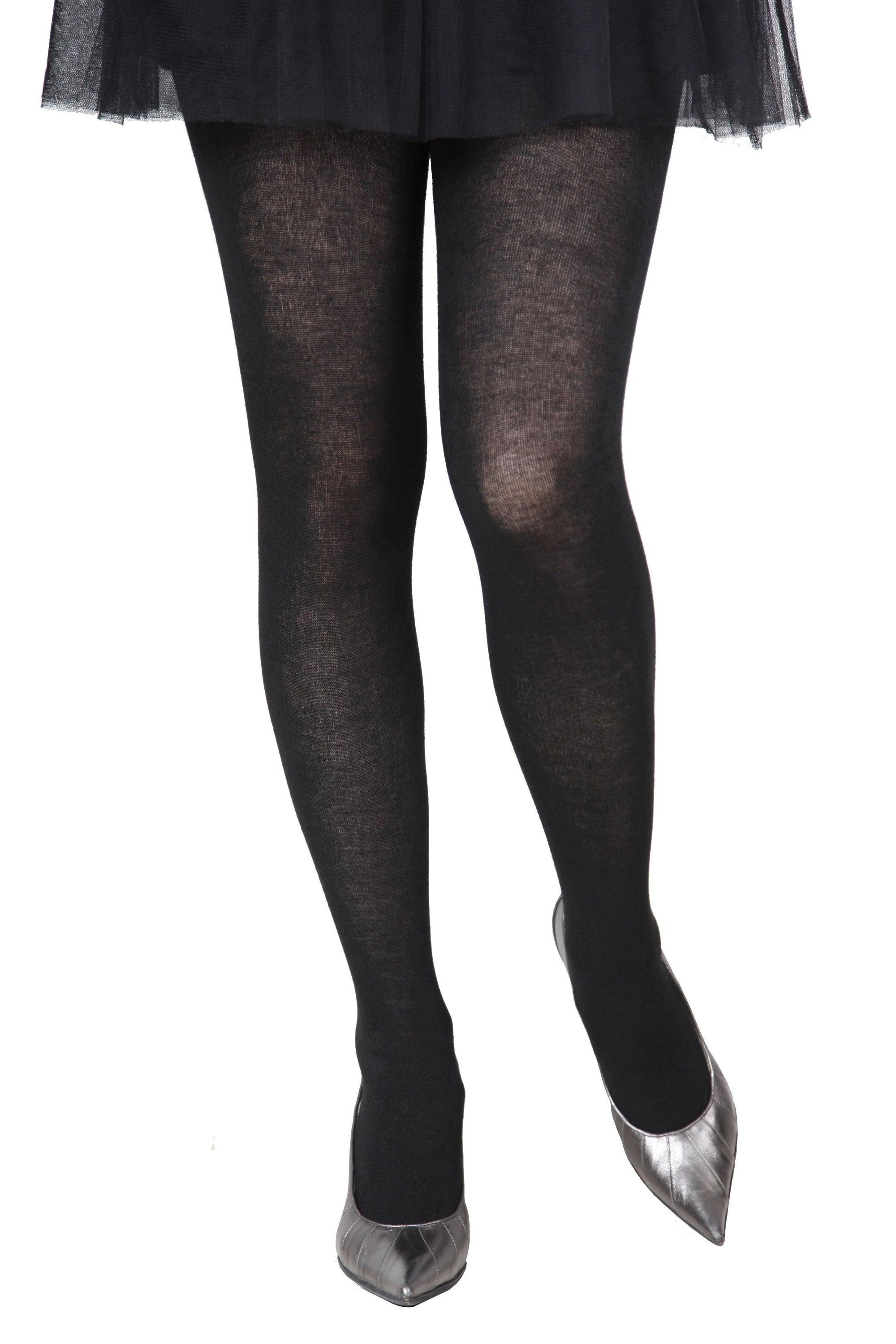 ELENA black tights featuring a luxurious silk blend, showcasing a smooth texture and elegant design.
