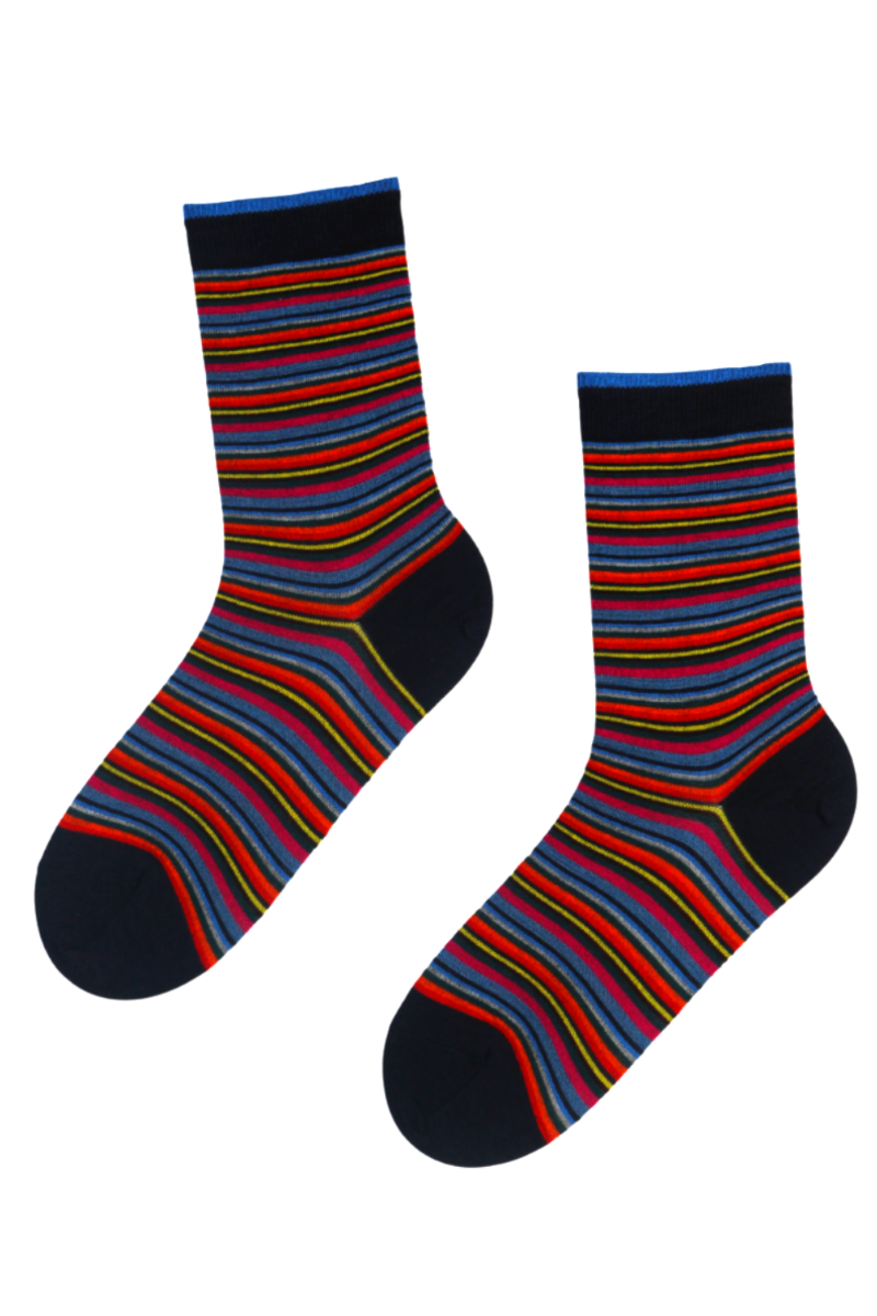 FRED merino wool striped socks featuring a colorful stripe pattern, made from high-quality merino wool for comfort and durability.