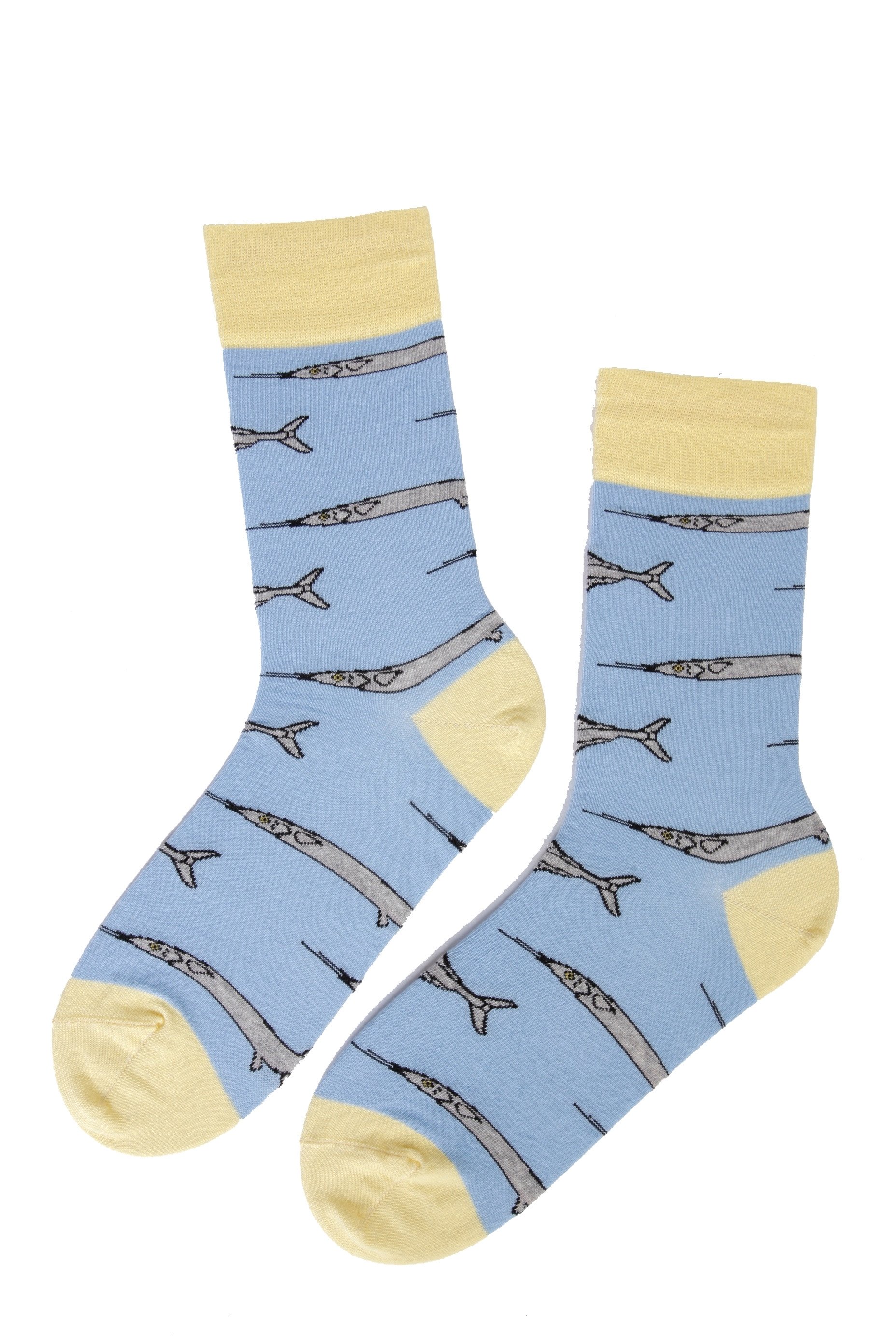Light blue GARFISH cotton socks made from soft and breathable fabric, featuring a comfortable fit for everyday wear.