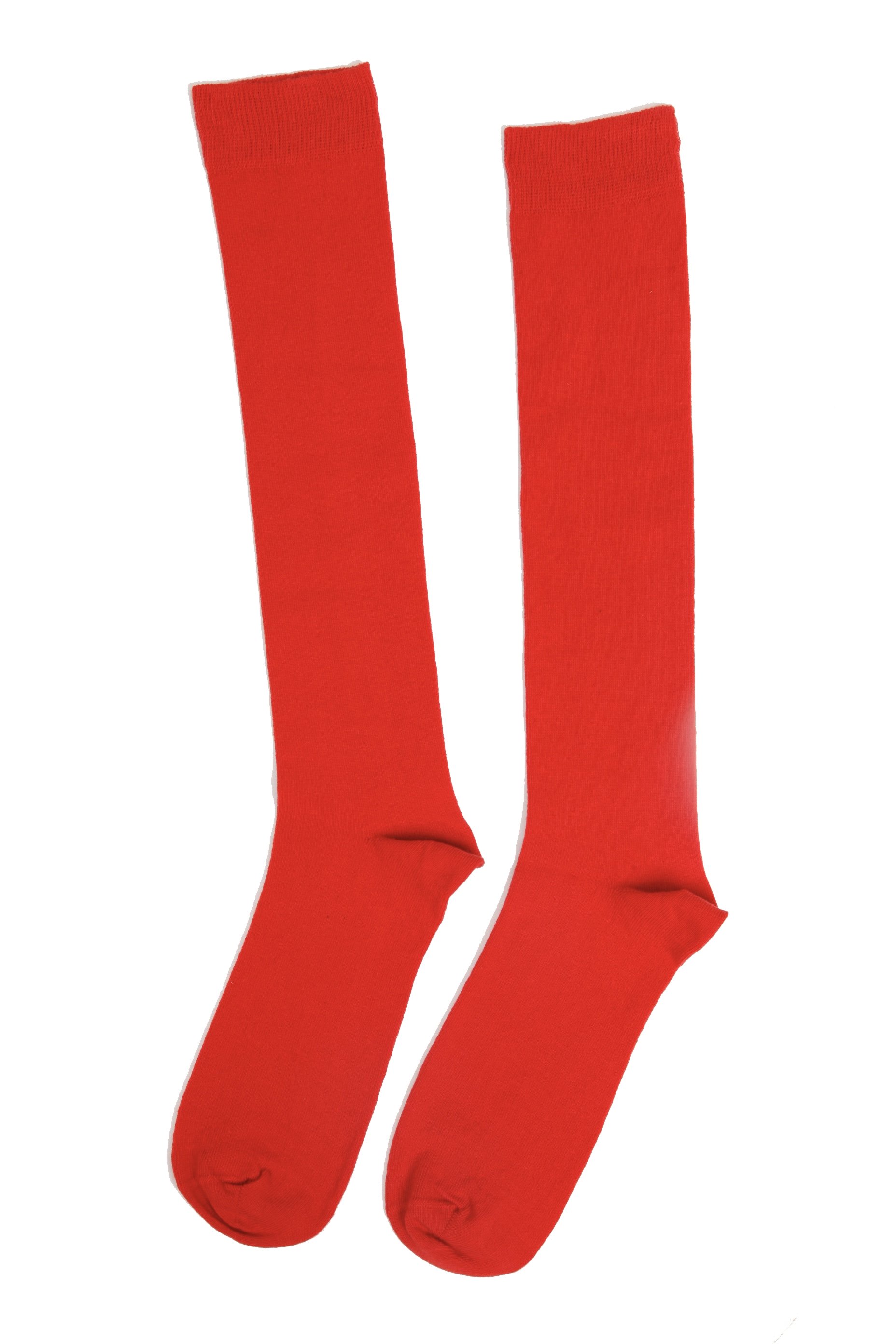 KRISS red cotton knee high socks for men, showcasing a soft and stretchy fabric ideal for comfort and style.