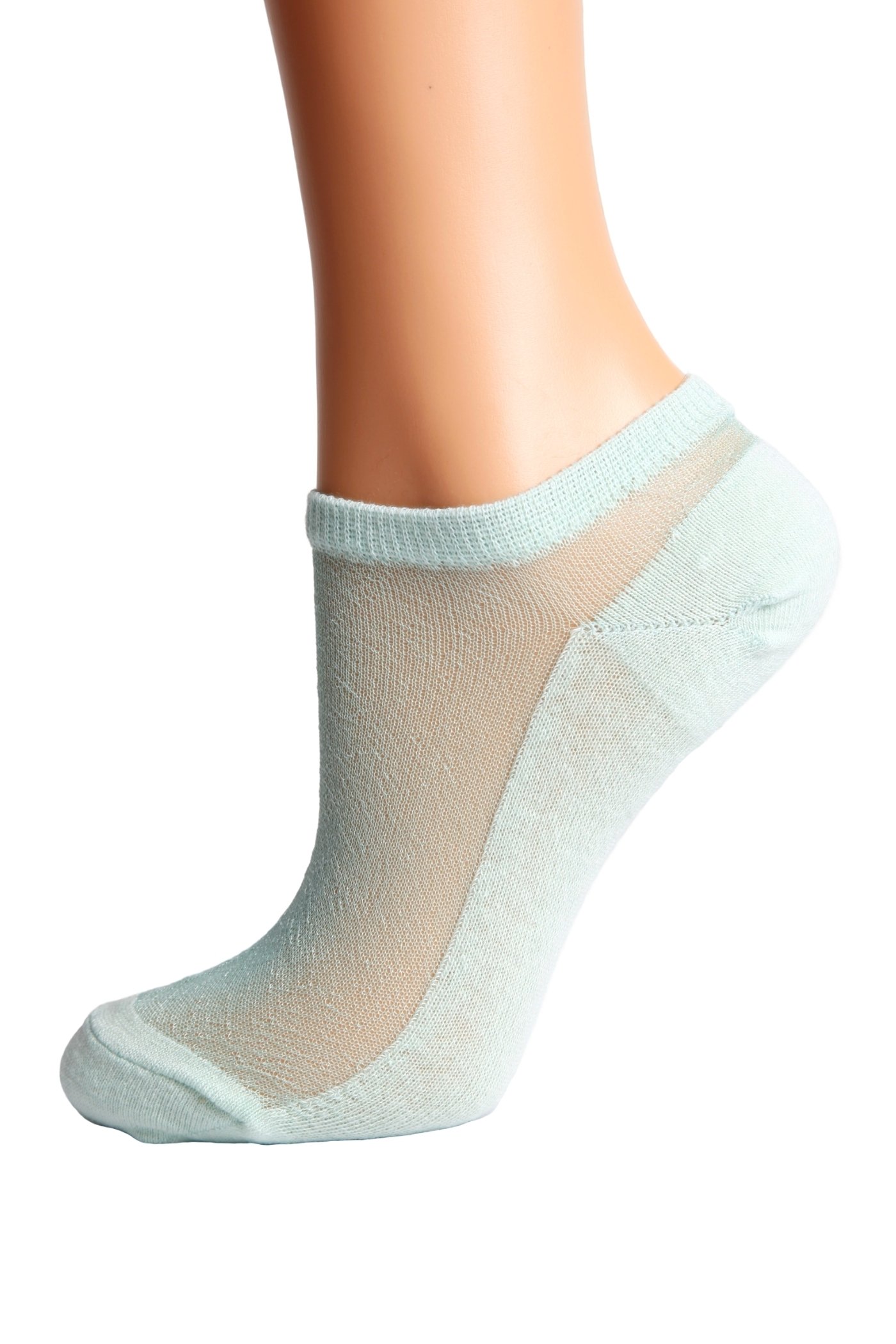LUCINA mint green glittery socks for women, featuring a shiny lurex design and low-cut style, perfect for adding sparkle to any outfit.