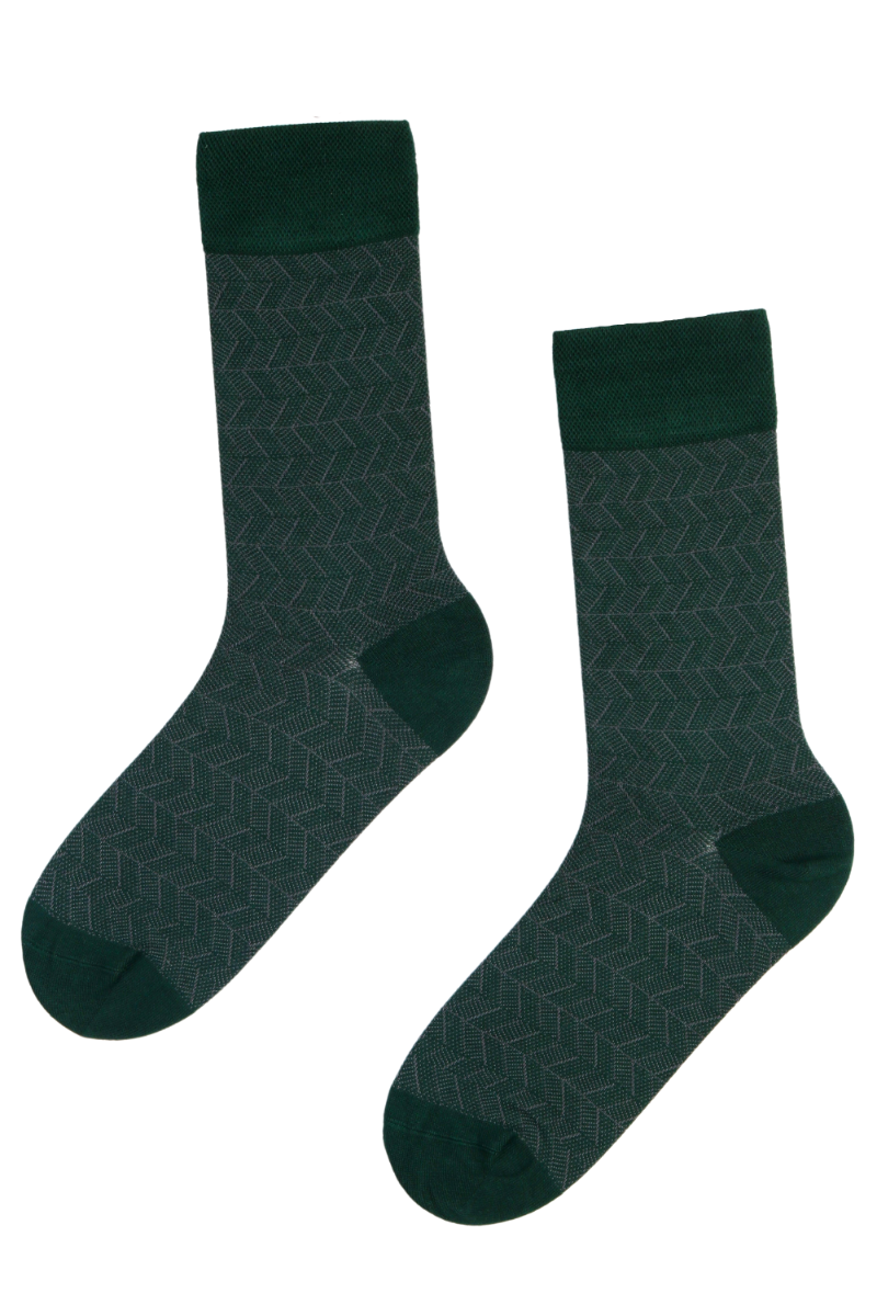 MANU green suit socks featuring a stylish pattern, made from soft viscose material, perfect for formal occasions.
