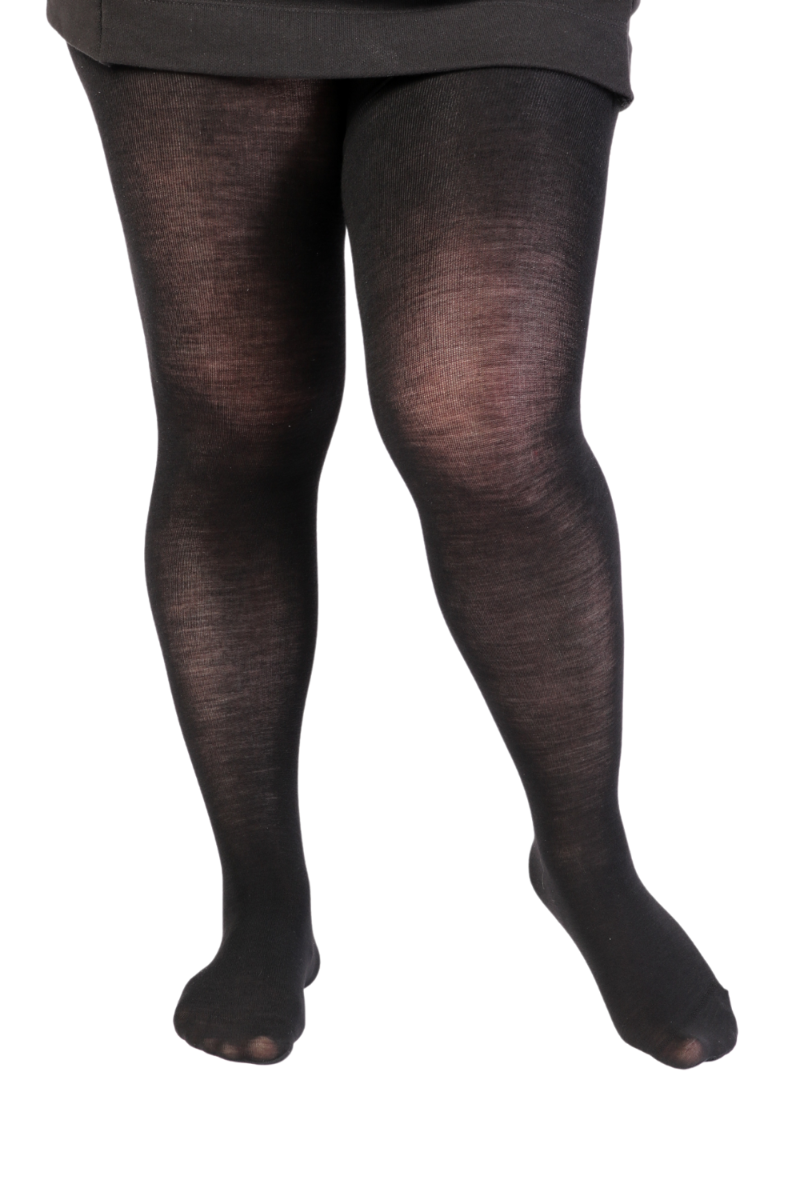 MILANA plus size black merino wool tights for women, showcasing their elegant design and soft texture.