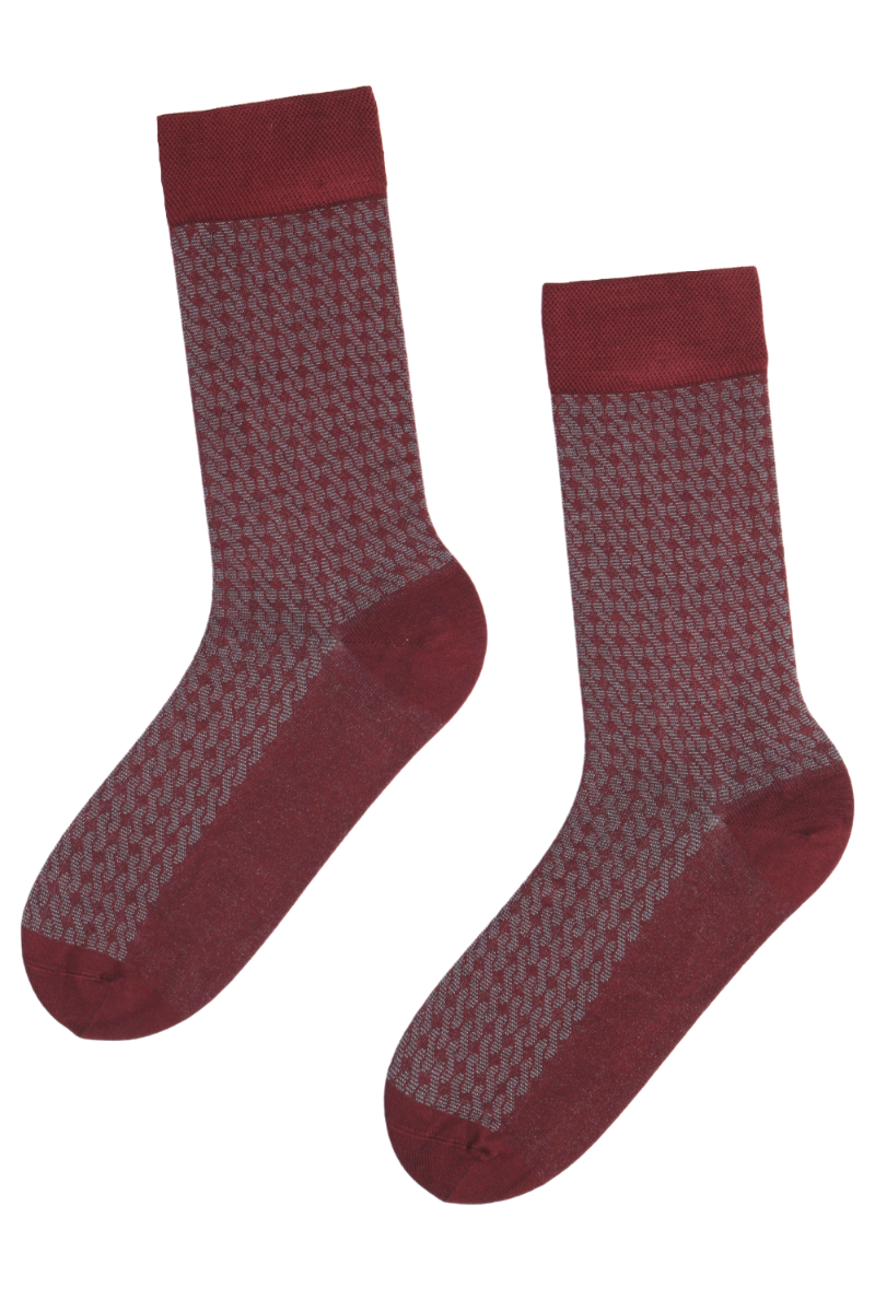 NEEMO burgundy suit socks featuring a stylish pattern and soft viscose material, perfect for formal occasions.