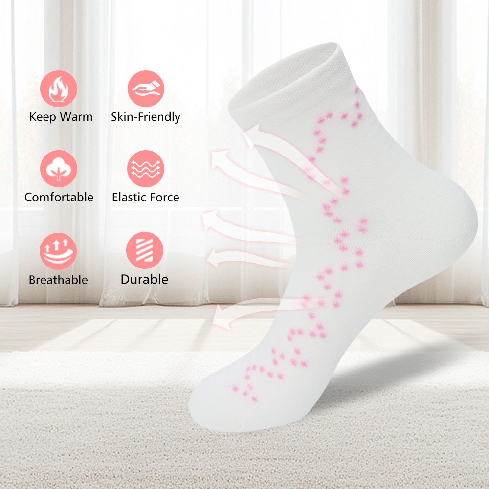 A pair of cute pink dot curve solid color socks in white, showcasing a playful design suitable for all-match styles.
