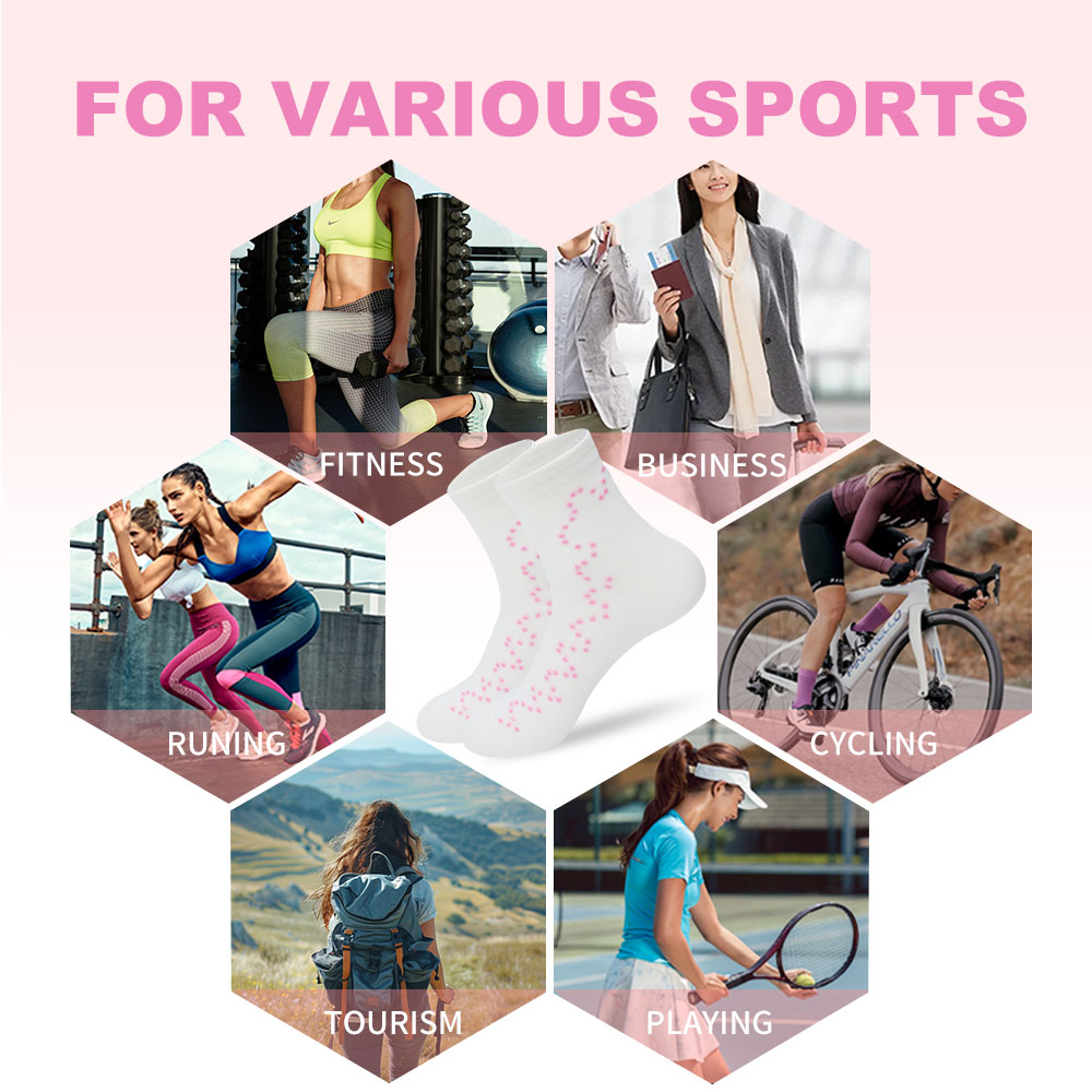 A pair of cute pink dot curve solid color socks in white, showcasing a playful design suitable for all-match styles.