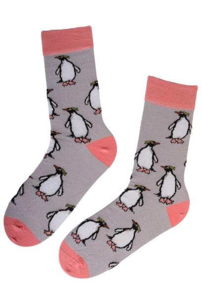 A pair of PINGU cotton socks featuring a playful penguin pattern, suitable for both men and women.