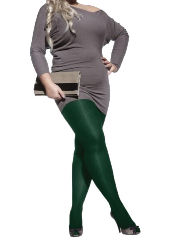 PLUS 40 GREEN microfiber tights designed for plus-size women, featuring a comfortable fit and stylish green color.