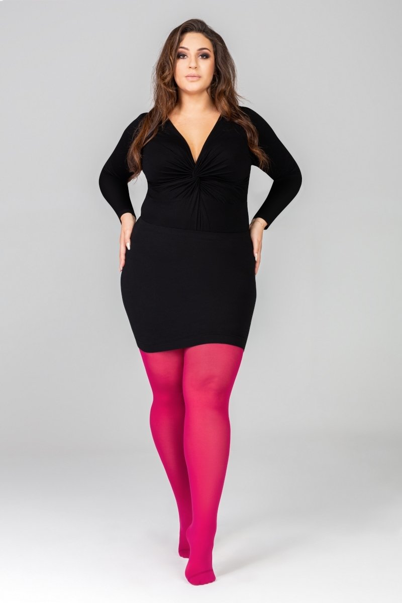 QUEEN PLUS 50DEN ruby tights in purple-reddish color, designed for curvy ladies, featuring a comfortable cotton gusset.