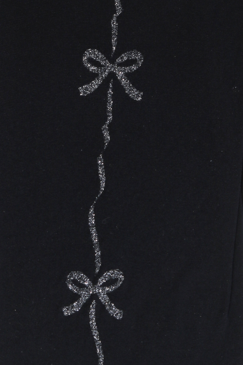 RIBBON black tights featuring a silver shiny stripe design on the back, perfect for stylish women.