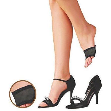 Sheer Open Toe Cover with Cushion Non-Skid Sole in a 4 pair pack, showcasing the nylon material and silicone gripper design.