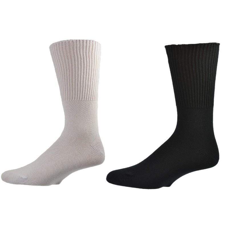 Sierra Socks Health Diabetic Wide Foot and Wider Calf Cotton Crew, featuring a relaxed cuff and smooth toe seaming, ideal for comfort and support.