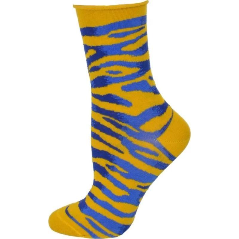 Sierra Socks Zebra Pattern Hi Anklet Casual Cotton Women's Socks in a stylish zebra design, showcasing comfort and quality.