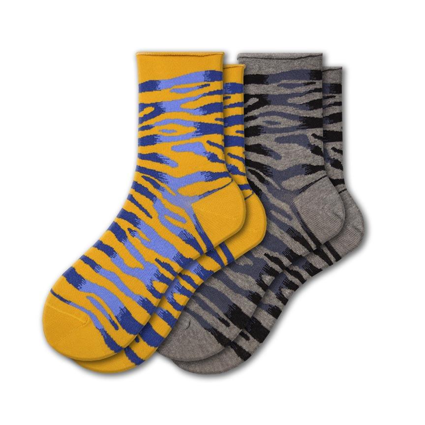 Sierra Socks Zebra Pattern Hi Anklet Casual Cotton Women's Socks in a stylish zebra design, showcasing comfort and quality.