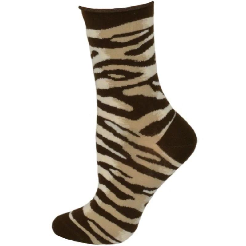 Sierra Socks Zebra Pattern Hi Anklet Casual Cotton Women's Socks in a stylish zebra design, showcasing comfort and quality.