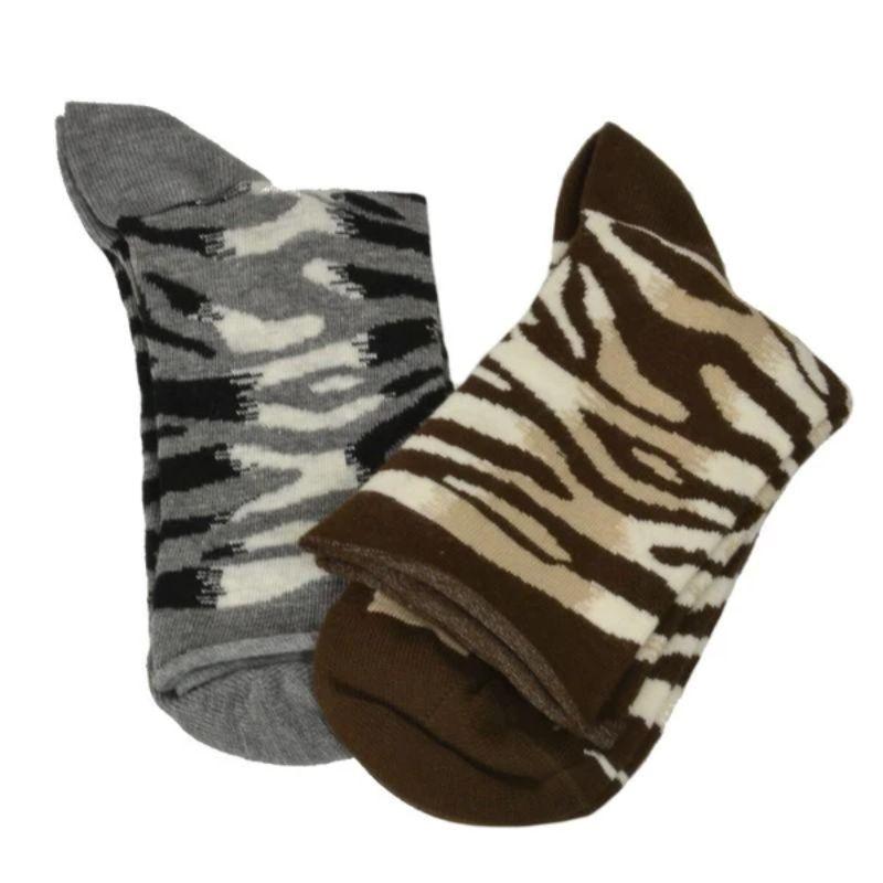 Sierra Socks Zebra Pattern Hi Anklet Casual Cotton Women's Socks in a stylish zebra design, showcasing comfort and quality.
