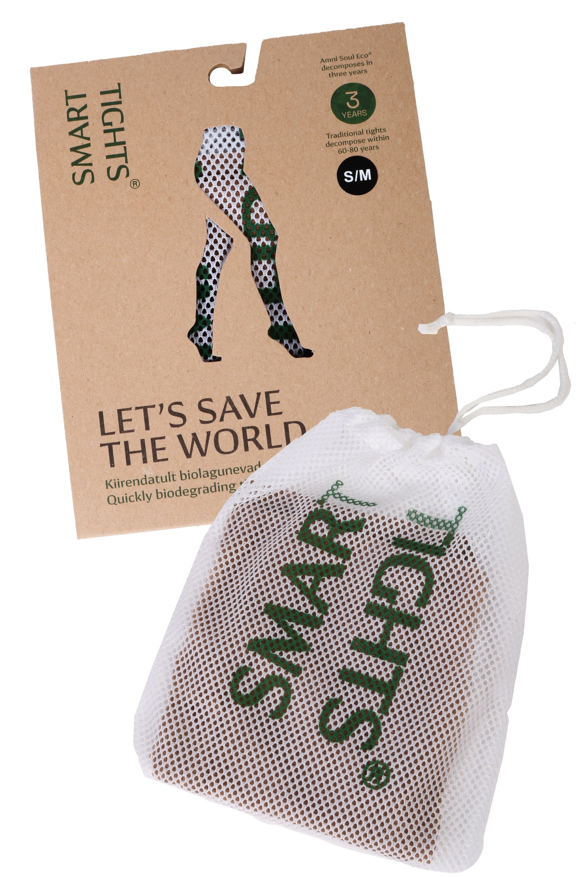 A pair of black 30 DEN SMART TIGHTS made from biodegradable yarn, showcasing their eco-friendly design and OEKO-TEX® certification.