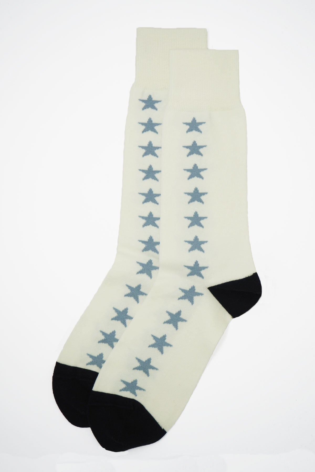 Starfall Men's Socks in white with blue star design, showcasing luxury and comfort.