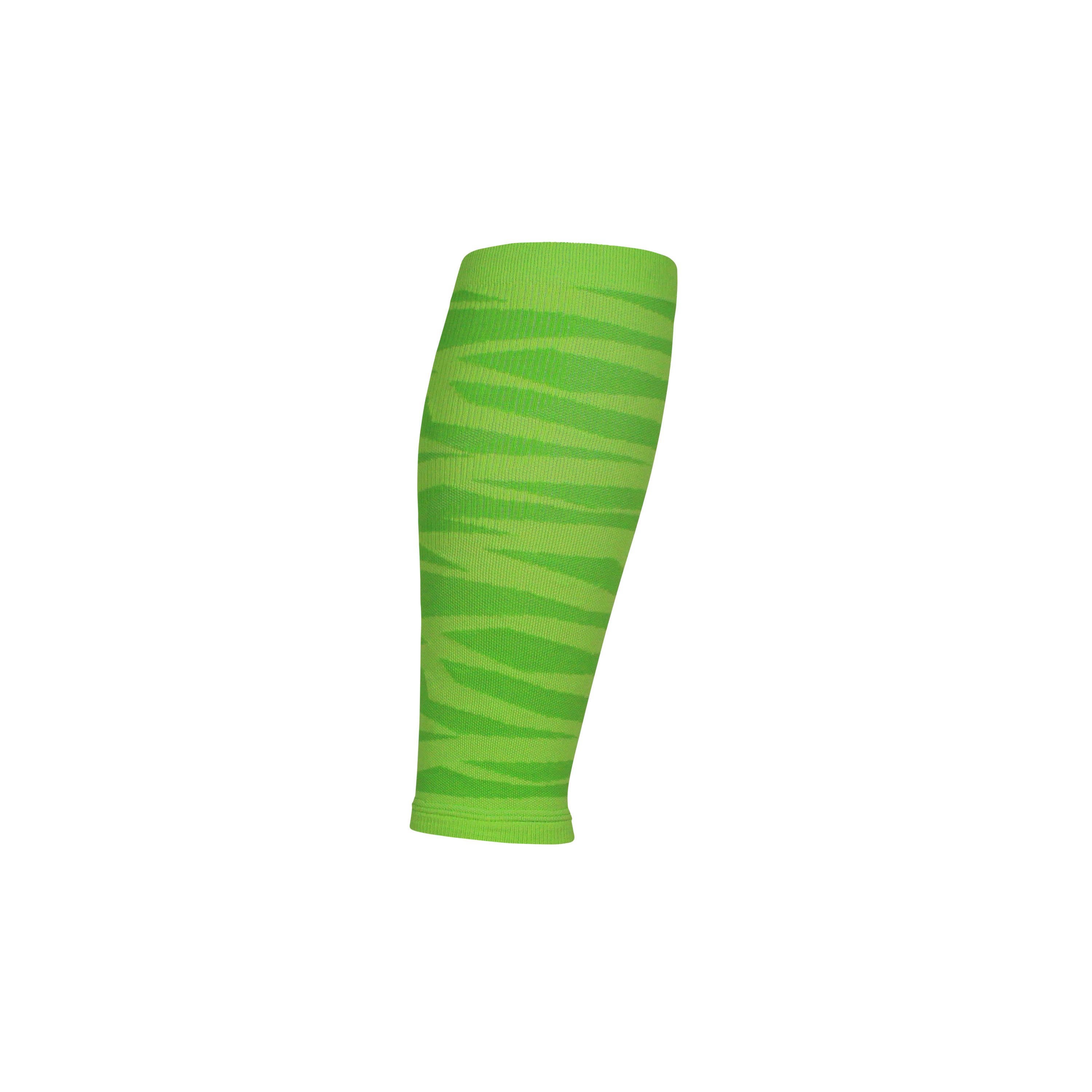 Tiger Stripe Run Lite Compression Calf Sleeves in vibrant colors, designed for athletic performance and muscle support.