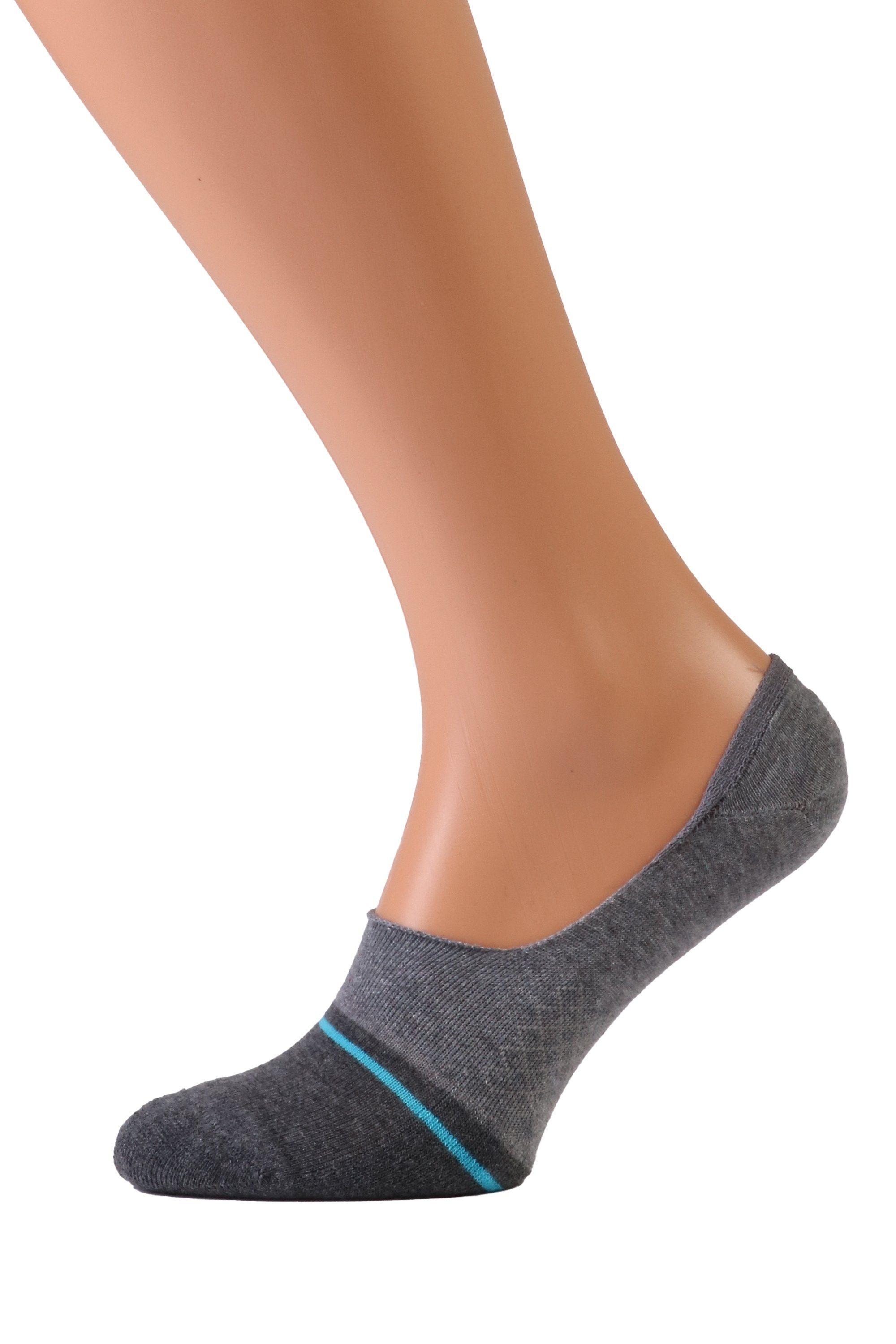 VALERI grey no show socks for men, featuring silicone grip and thicker toe area for comfort and secure fit.