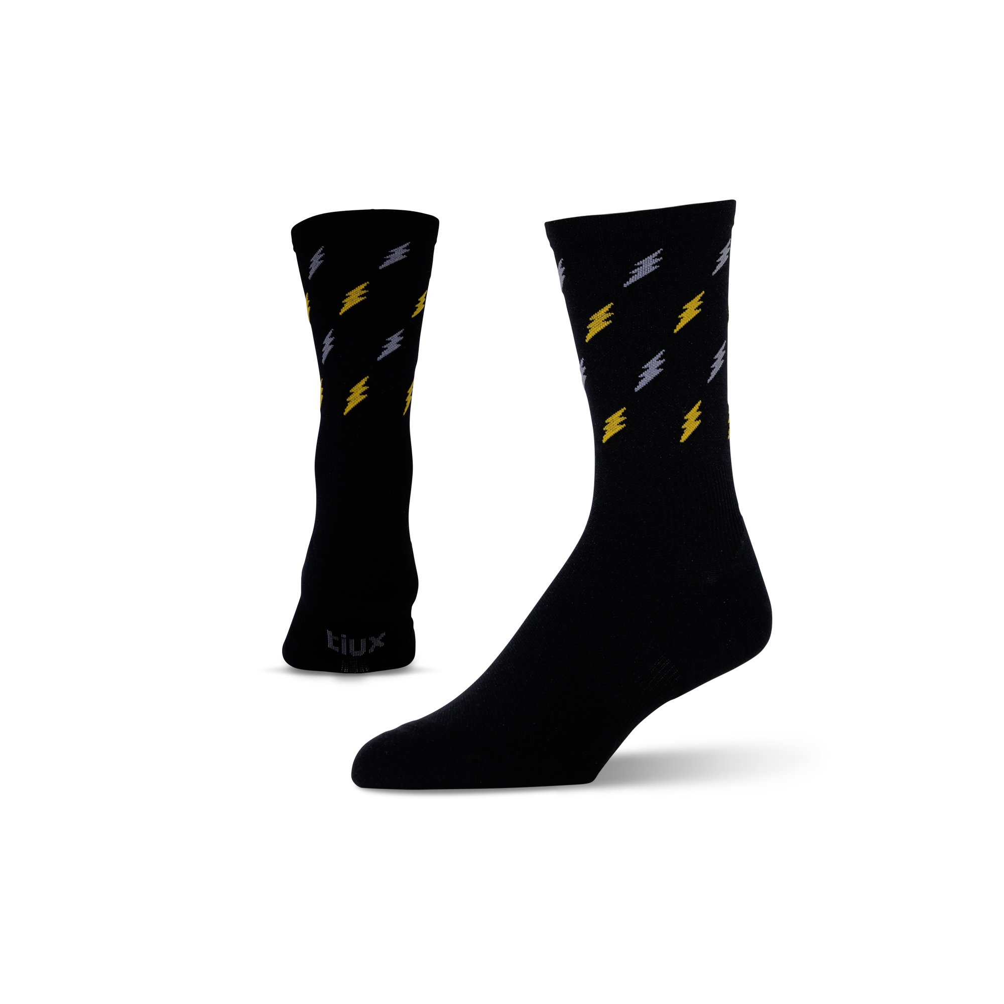 A pair of Voltage Run Crew Compression Socks designed for enhanced performance and recovery, featuring graduated compression and moisture-wicking fabric.