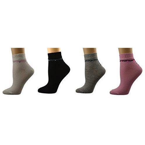 A pack of four pairs of women's low cut socks in various colors made from bamboo fabric, showcasing their soft texture and vibrant hues.