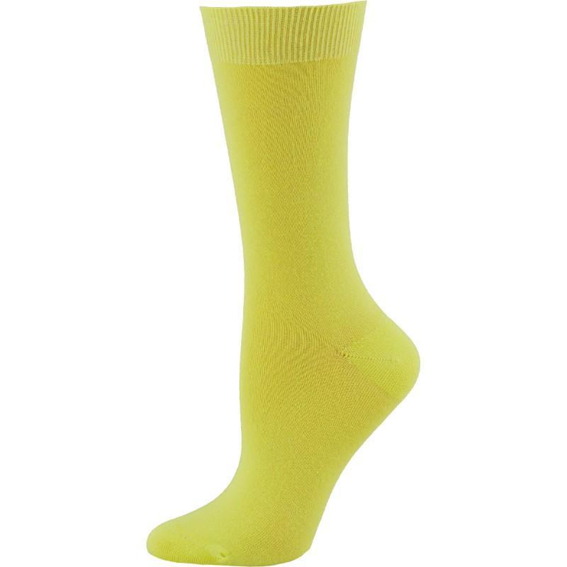 A set of three pairs of women's solid color bamboo crew socks in various colors, showcasing their soft texture and seamless design.