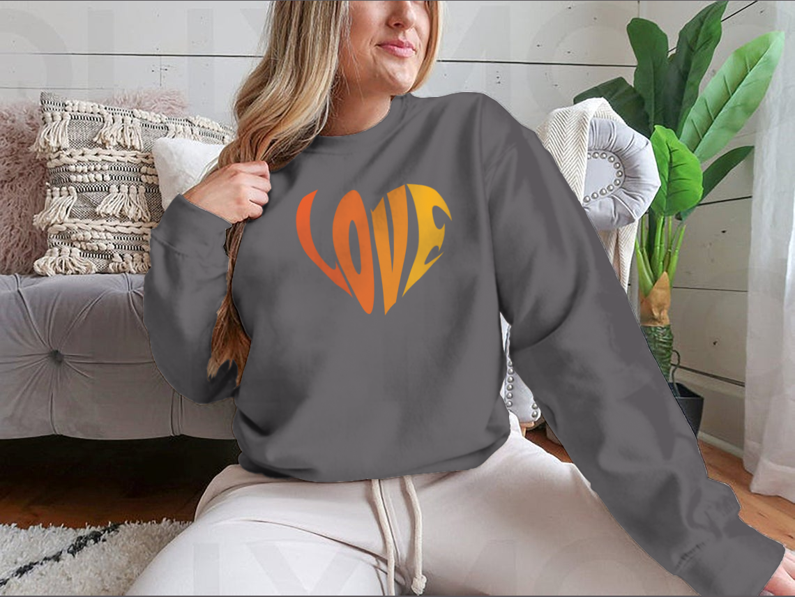 A vibrant 70s inspired t-shirt featuring a groovy psychedelic print with hippie love theme, made from soft cotton fabric.