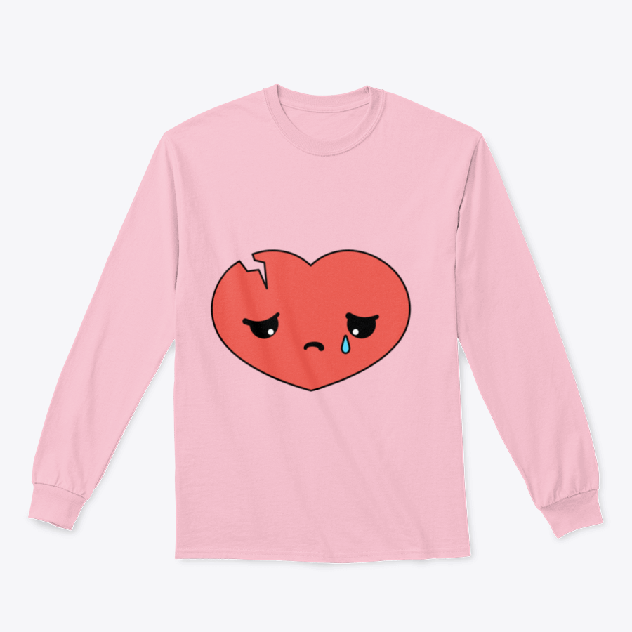 A cartoon illustration of a broken sad heart crying, symbolizing unhappy love, designed with vibrant colors and expressive features.