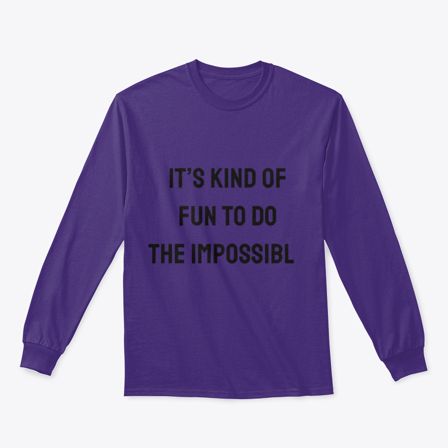A stylish quote tee featuring the phrase 'It’s Kind Of Fun To Do The Impossible', made from a soft cotton/polyester blend.