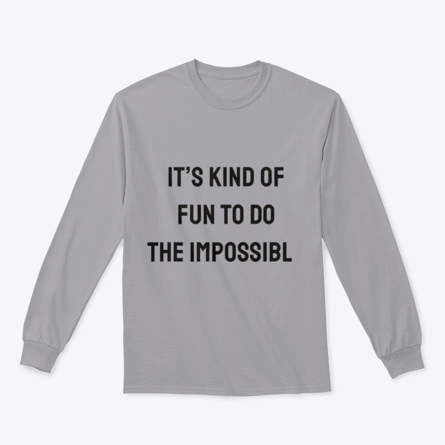 A stylish quote tee featuring the phrase 'It’s Kind Of Fun To Do The Impossible', made from a soft cotton/polyester blend.