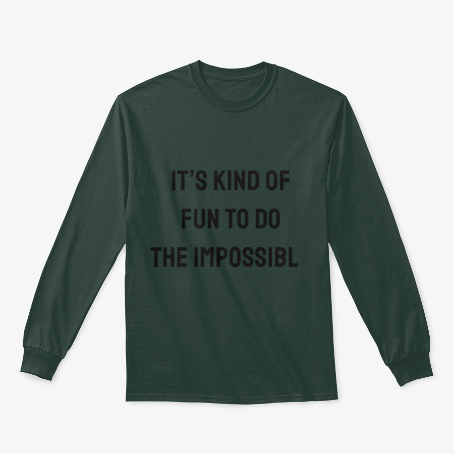A stylish quote tee featuring the phrase 'It’s Kind Of Fun To Do The Impossible', made from a soft cotton/polyester blend.