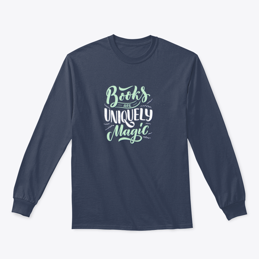 A stylish shirt featuring abstract lettering about books and reading, made from 100% cotton, showcasing a comfortable and classic fit.