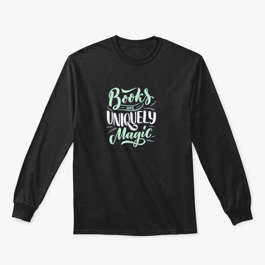 A stylish shirt featuring abstract lettering about books and reading, made from 100% cotton, showcasing a comfortable and classic fit.