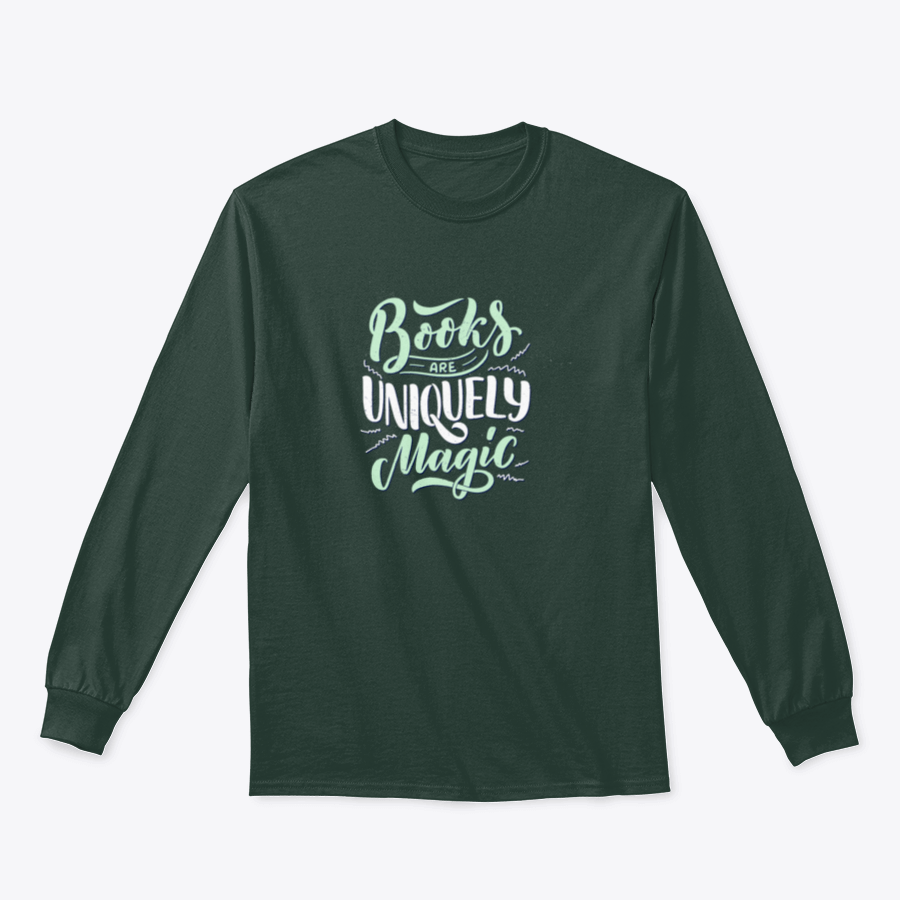 A stylish shirt featuring abstract lettering about books and reading, made from 100% cotton, showcasing a comfortable and classic fit.