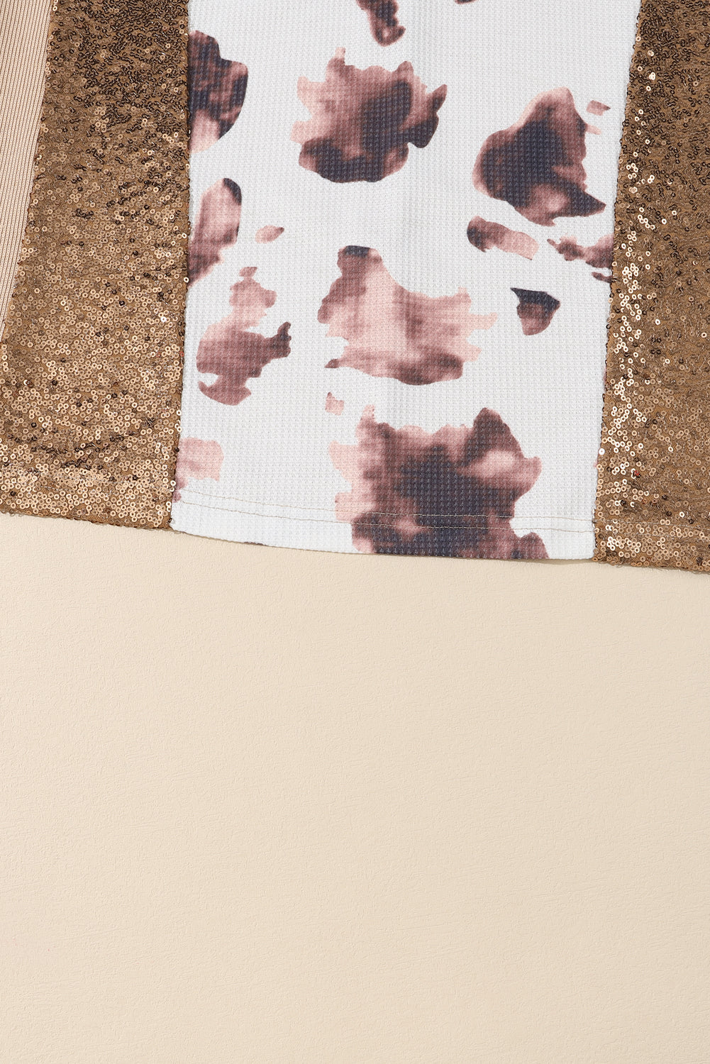 Abstract Print Sequin Patch Pullover Top featuring vibrant colors and shimmering sequins, perfect for stylish casual wear.