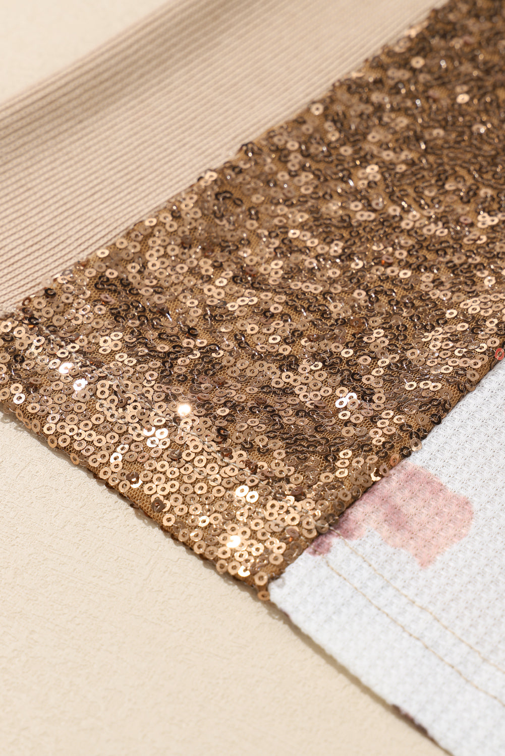 Abstract Print Sequin Patch Pullover Top featuring vibrant colors and shimmering sequins, perfect for stylish casual wear.