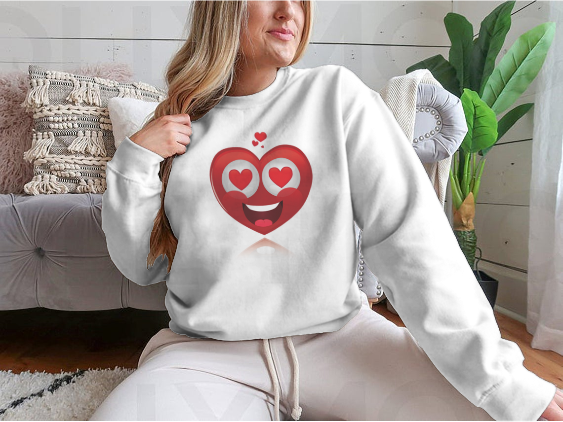 A stylish Valentine's Day shirt featuring an isolated happy heart design, perfect for celebrating love.