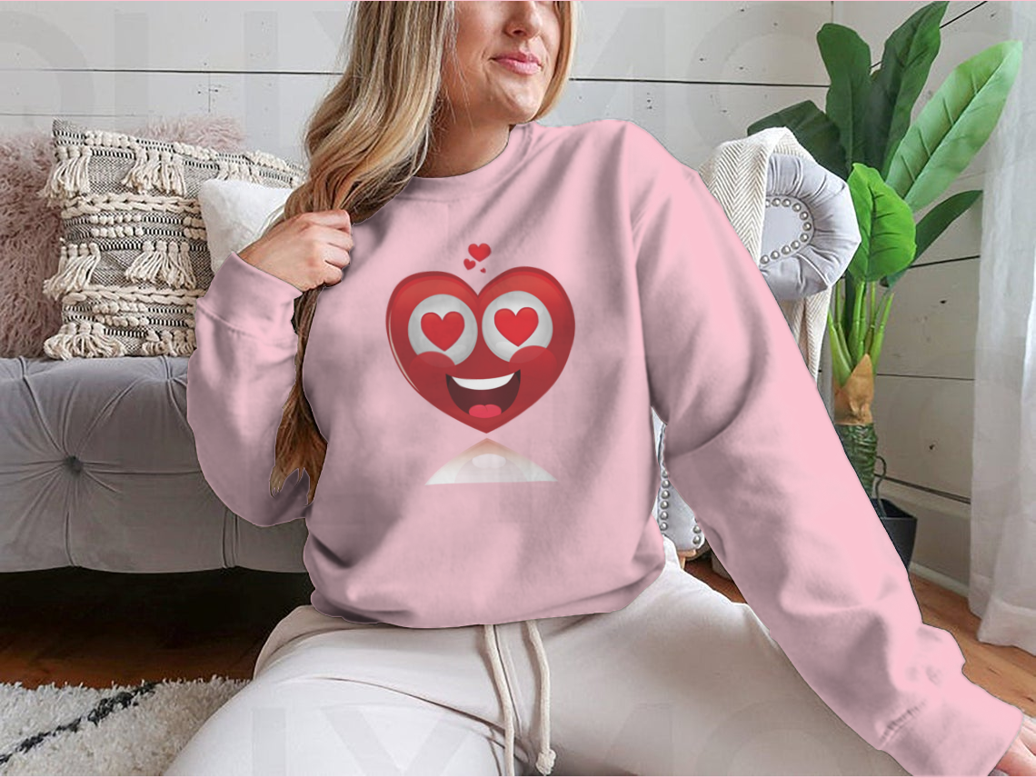 A stylish Valentine's Day shirt featuring an isolated happy heart design, perfect for celebrating love.