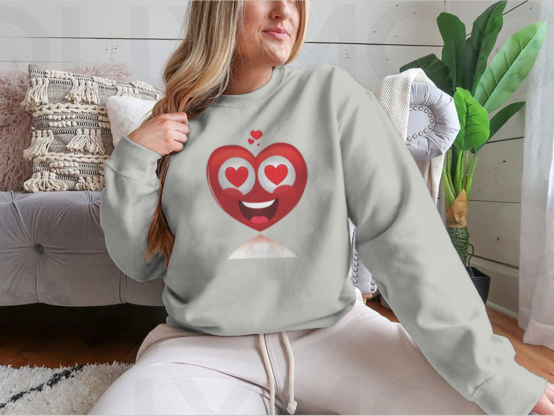 A stylish Valentine's Day shirt featuring an isolated happy heart design, perfect for celebrating love.