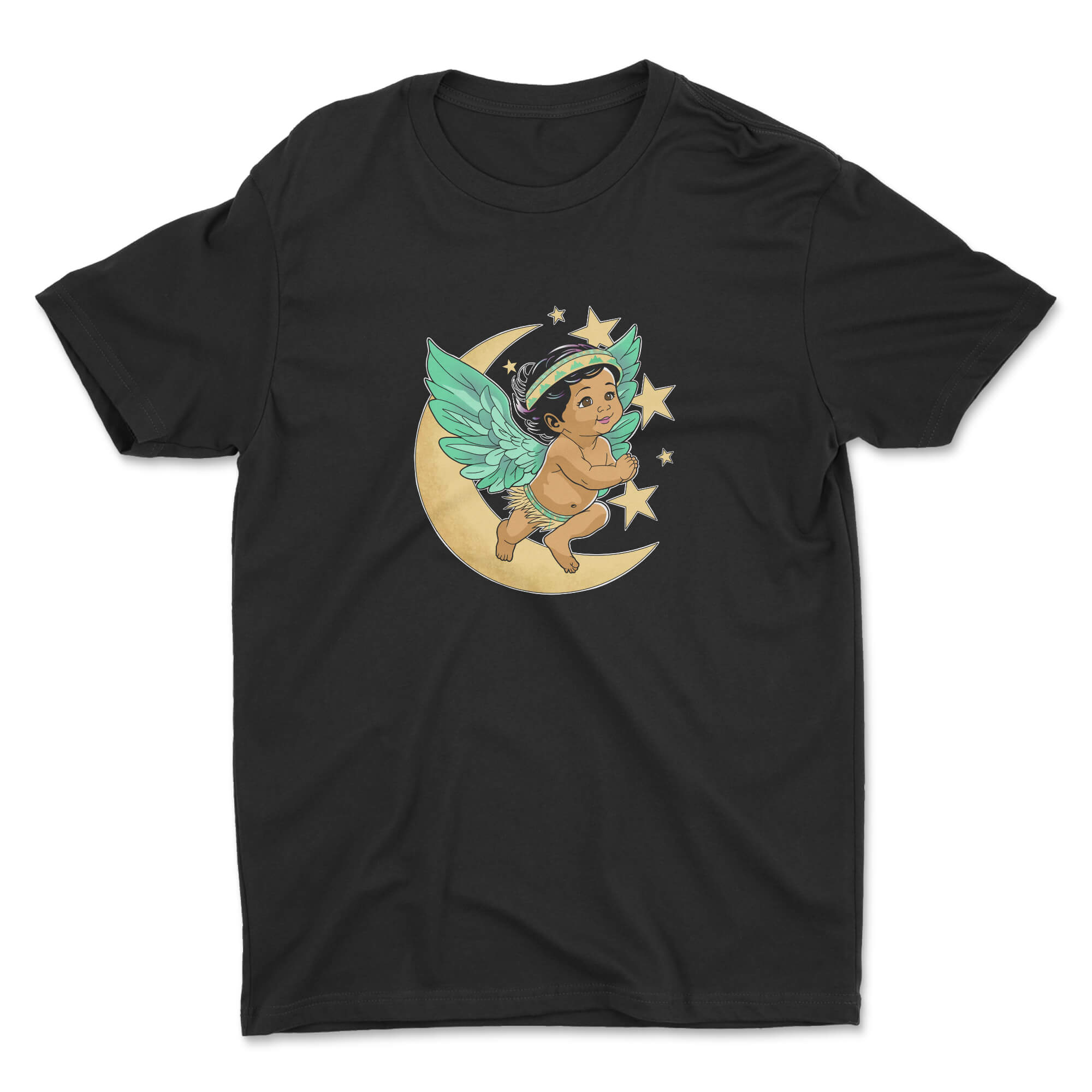 A vibrant turquoise tee featuring Indigenous artwork, showcasing cultural pride and comfort for everyday wear.