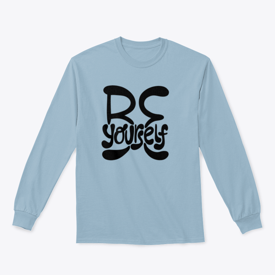 Be Yourself Hand-Drawn Lettering Quote Design Tee in a classic fit, showcasing unique lettering on soft cotton fabric.